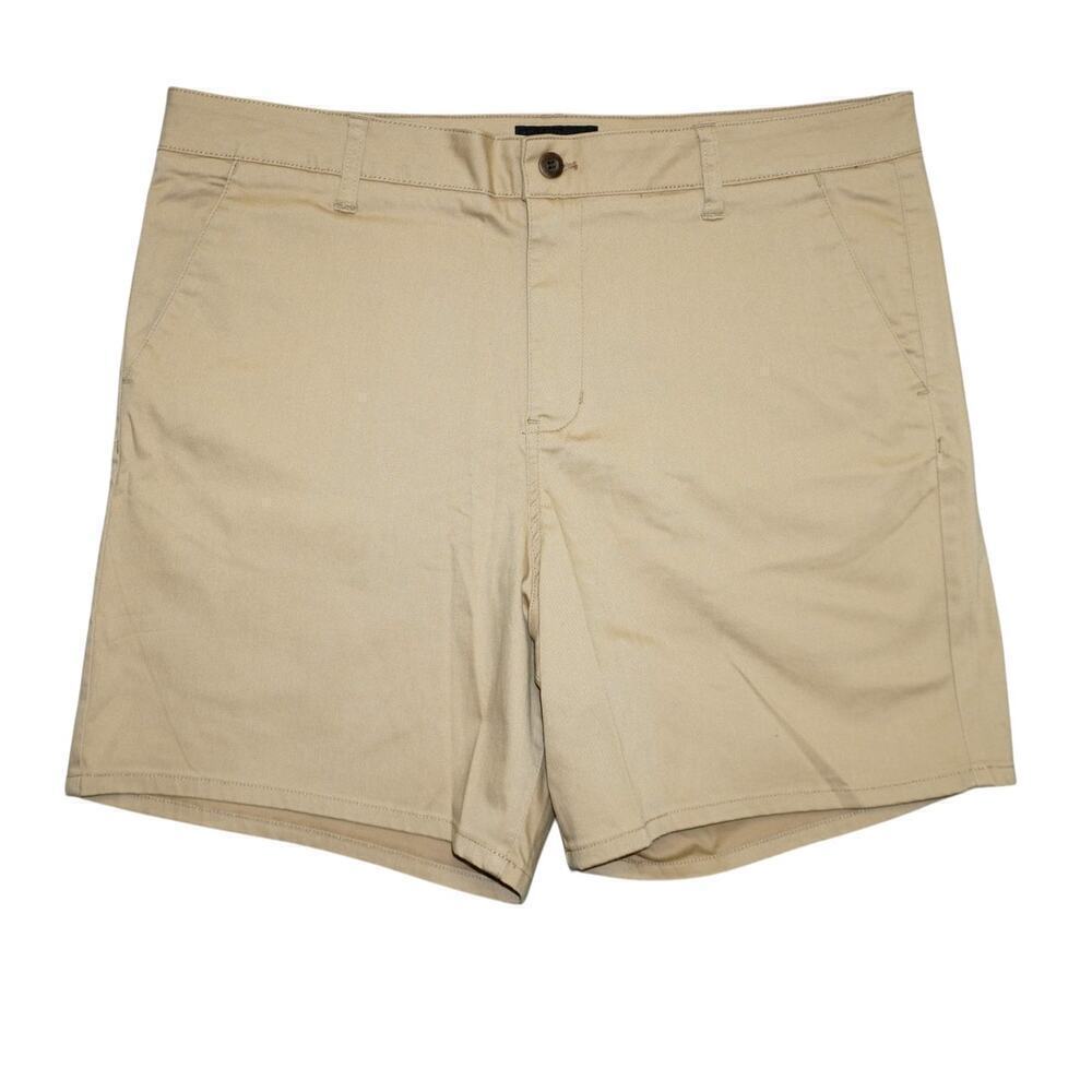 RSQ Beige Chino Shorts – Size 38 Men's Casual Stretch Twill Flat Front
